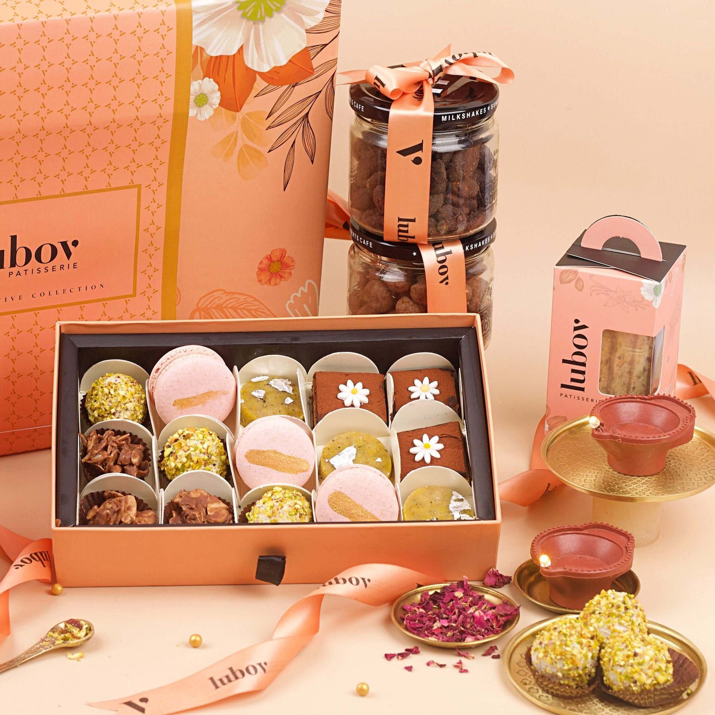 Elegant Diwali Gift Hamper – Festive Box with Diyas and Sweets