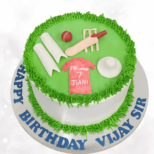 Order custom cricket theme cake online! Unique cricket cake designs for boys & kids. Square & round shapes available. Delivery in Bangalore. Starting ₹2150